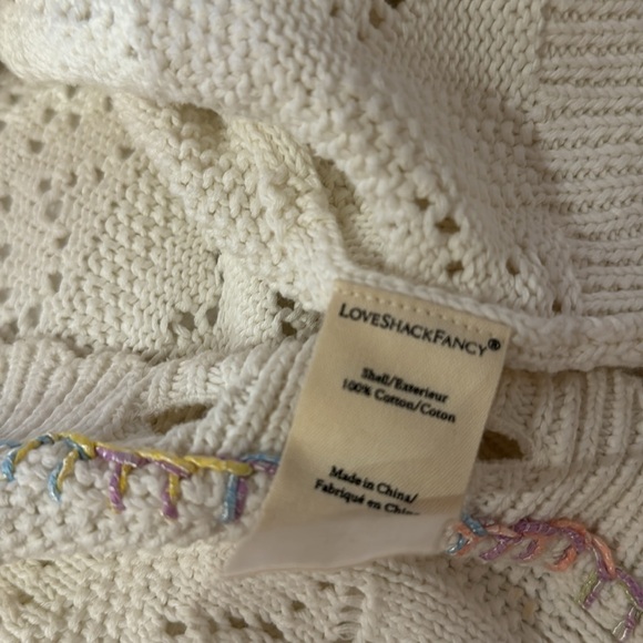 Loveshackfancy cream cropped cardigan embroidered pastel rainbow - Picture 5 of 7